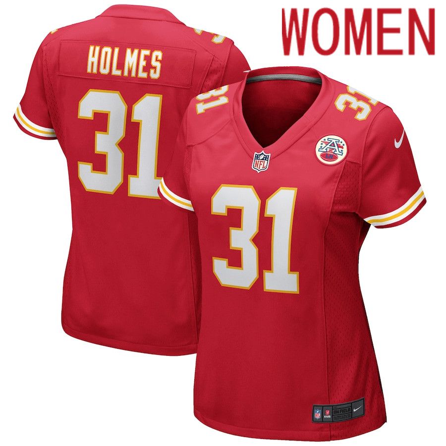 Women Kansas City Chiefs 31 Priest Holmes Nike Red Game Retired Player NFL Jersey